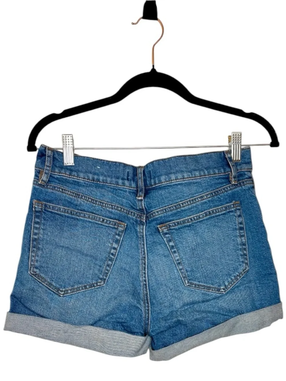 LOFT Blue Denim Cuffed Shorts Casual Classic Summer Preppy Size 26 - Picture 3 of 8